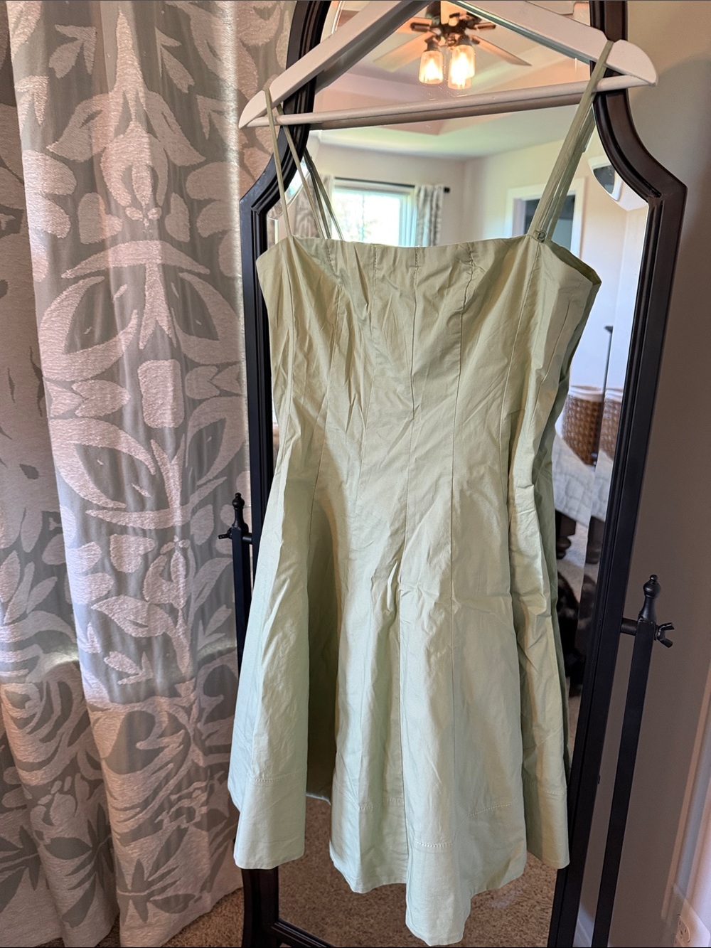 STAUD Light Green Sleeveless A-Line Mini Dress
